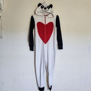 Tucker + Tate Sleepwear Panda & Heart Full Zip Bodysuit Pajama size Large 10/12
